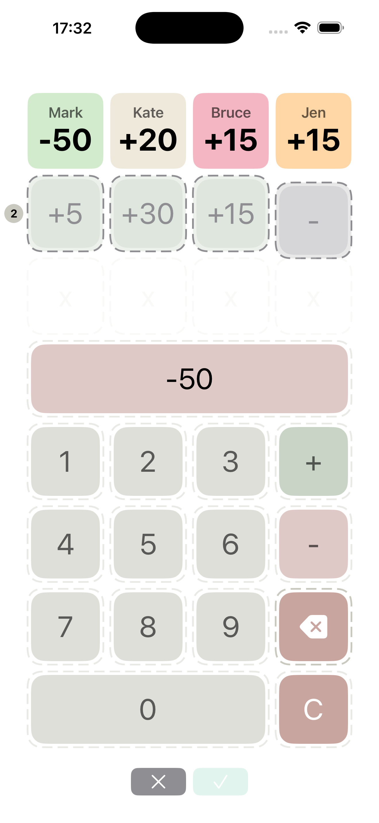 App Store screenshot: scoring a round on the number pad